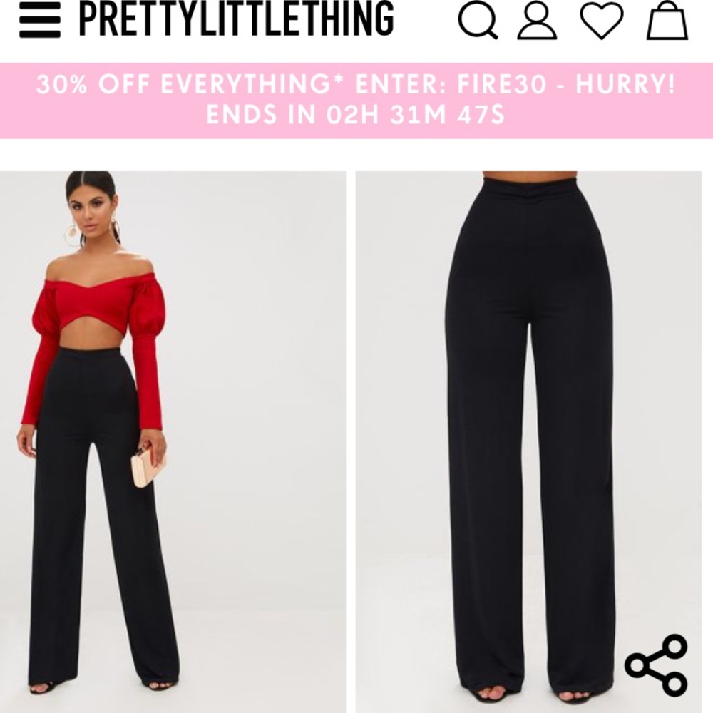 NWT Prettylittlething high waisted black pants